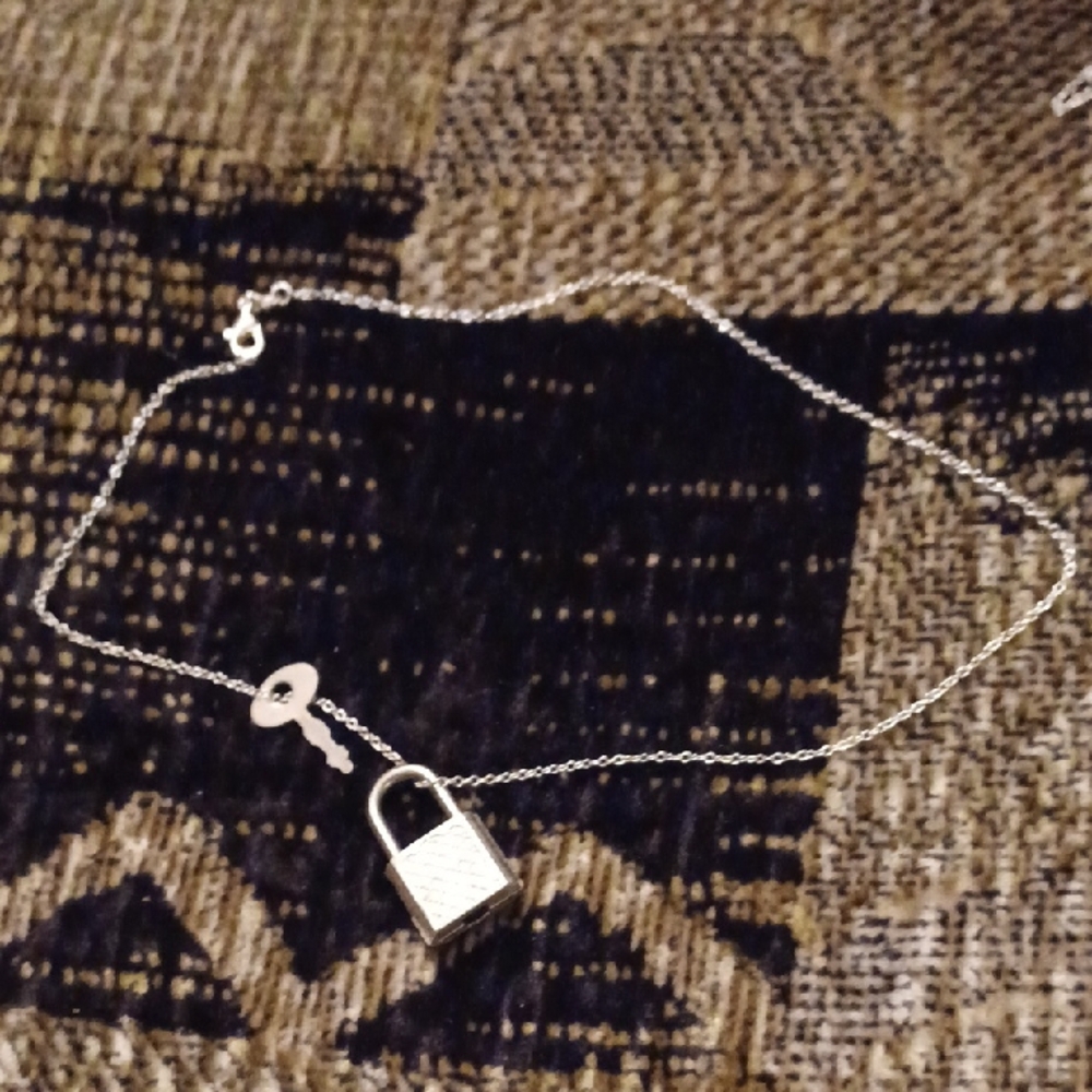 4/$60  New Lock & Key Charm Necklace - 17.5 inch Silver Chain